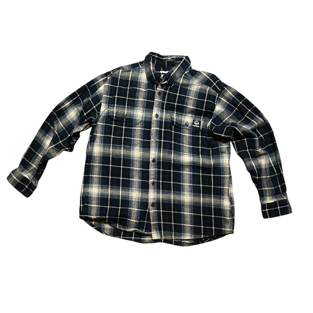Wolverine Blue Plaid Heavy Cotton Flannel Shirt XL Button Up Workwear Mens
